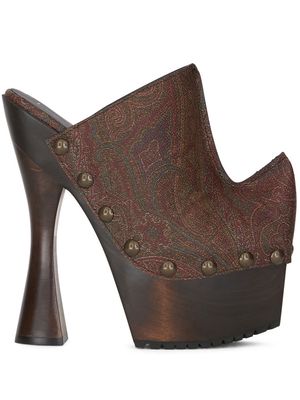 ETRO paisley-print leather clogs - Red