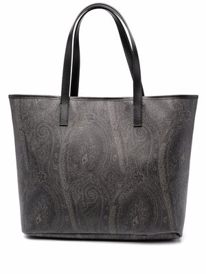 ETRO paisley-print leather tote bag - Black