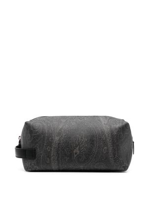 ETRO paisley-print leather wash bag - Black