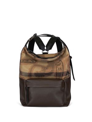 ETRO paisley-print mesh-panel backpack - Brown
