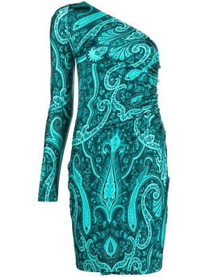 ETRO paisley-print one-shoulder dress - Green