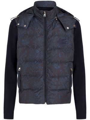 ETRO paisley-print padded hooded jacket - Blue