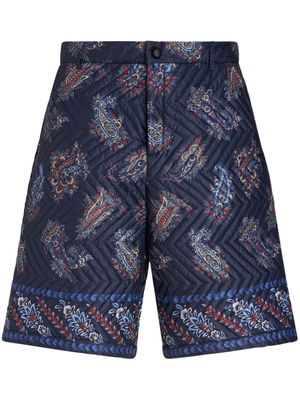 ETRO paisley-print quilted bermuda shorts - Blue