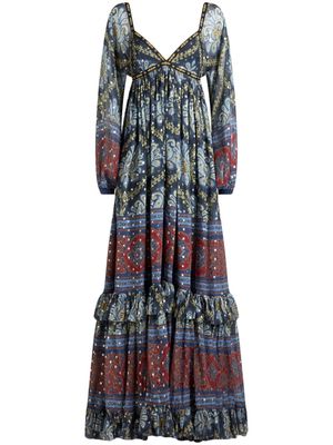 ETRO paisley-print silk-blend maxi dress - Blue