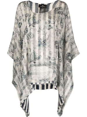 ETRO paisley-print silk draped blouse - Neutrals