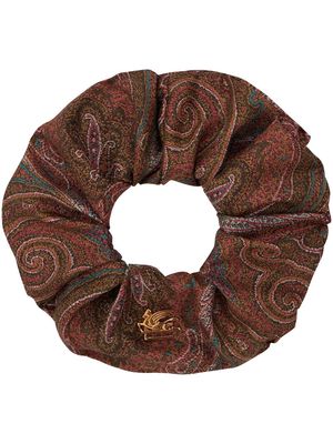 ETRO paisley-print silk scrunchie - Brown