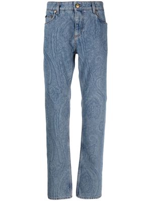 ETRO paisley-print straight-leg jeans - Blue
