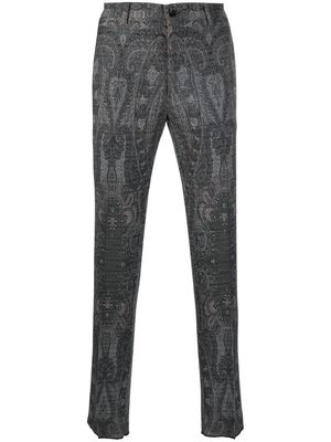 ETRO paisley-print tapered trousers - Grey