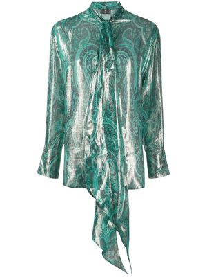 ETRO paisley-print tie-fastening blouse - Green