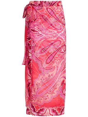ETRO paisley-print tied-waist skirt - Pink
