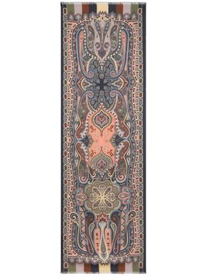 ETRO paisley-print twill scarf - Blue