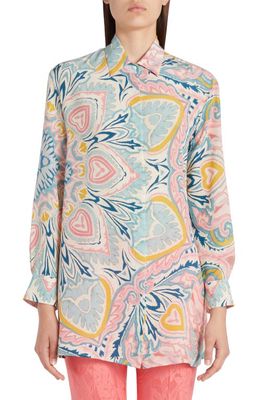 Etro Paisley Silk Blouse in Dark Azzuro