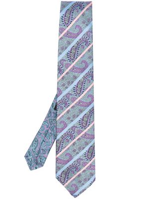 ETRO paisley-stripe silk jacquard tie - Blue