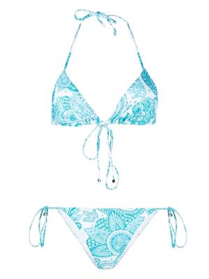 ETRO paisley tie-fastening bikini set - Blue