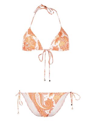 ETRO paisley tie-fastening bikini set - Orange