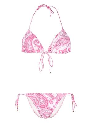 ETRO paisley tie-fastening bikini set - Pink