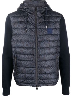 ETRO panelled padded zip-up jacket - Blue