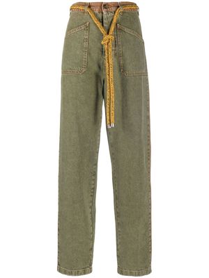 ETRO panelled straight-leg jeans - Green