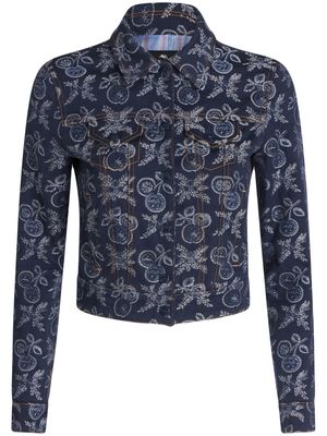 ETRO patterned-jacquard collared jacket - Blue