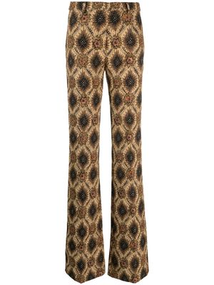 ETRO patterned-jacquard flared trousers - Neutrals