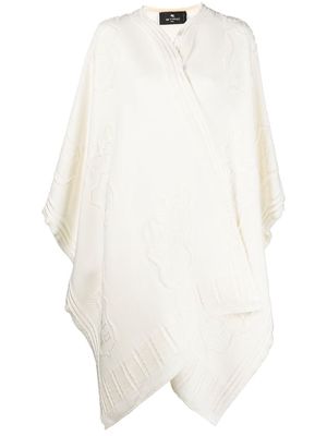 ETRO patterned-jacquard open front coat - White