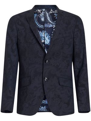ETRO patterned-jacquard single-breasted blazer - Blue