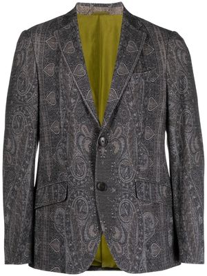 ETRO patterned-jacquard single-breasted blazer - Grey