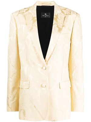 ETRO patterned-jacquard single-breasted blazer - Yellow