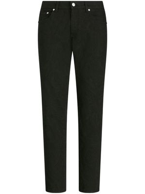 ETRO patterned-jacquard slim-cut jeans - Black