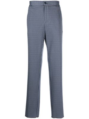 ETRO patterned-jacquard straight-leg trousers - Blue