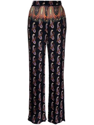 ETRO patterned-jacquard velvet trousers - Blue