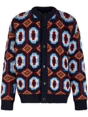 ETRO patterned-jacquard wool blend cardigan - Red