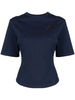 ETRO Pegaso-appliqué cotton T-shirt - Blue