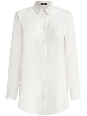 ETRO Pegaso-appliqué silk shirt - White