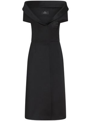 ETRO Pegaso-appliqué V-neck dress - Black