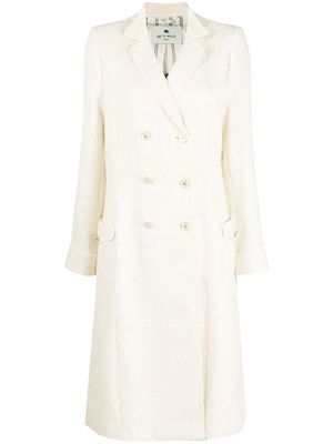 ETRO Pegaso-button tweed coat - White