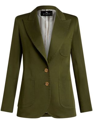 ETRO Pegaso-buttons single-breasted blazer - Green