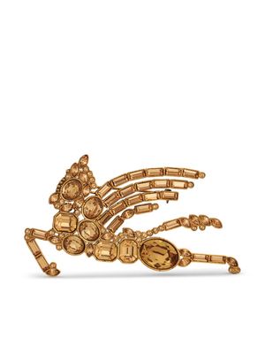 ETRO Pegaso crystal-embellished brooch - Gold