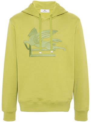 ETRO Pegaso-embroidered cotton hoodie - Green