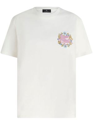 ETRO Pegaso-embroidered cotton T-shirt - White