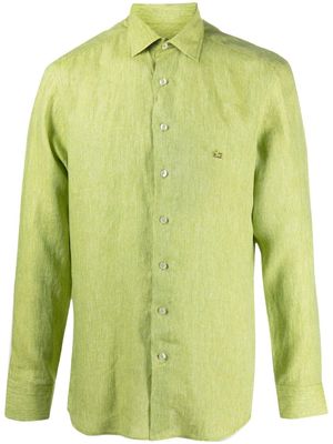 ETRO Pegaso-embroidered linen shirt - Green