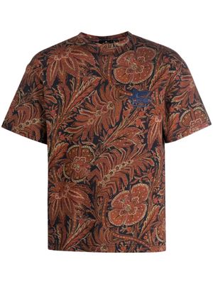 ETRO Pegaso-embroidered paisley-print T-shirt - Brown