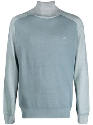 ETRO Pegaso-embroidered roll-neck jumper - Blue