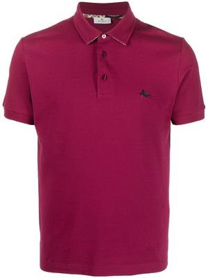 ETRO Pegaso-embroidered short-sleeve polo shirt - Pink