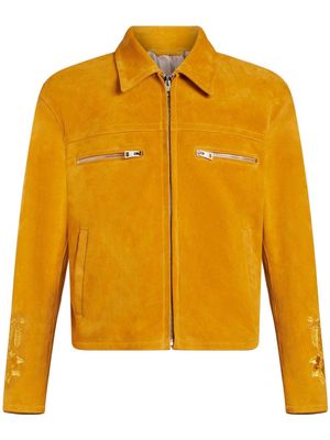 ETRO Pegaso-embroidered suede jacket - Yellow