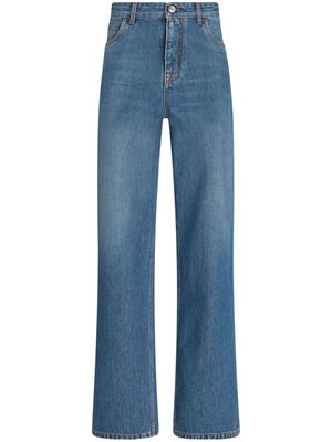 ETRO Pegaso-embroidered wide-leg jeans - Blue