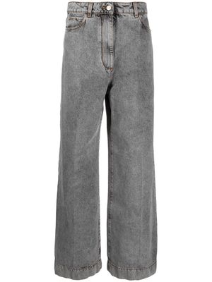 ETRO Pegaso-embroidered wide-leg jeans - Grey
