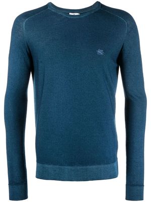 ETRO Pegaso-embroidered wool jumper - Blue