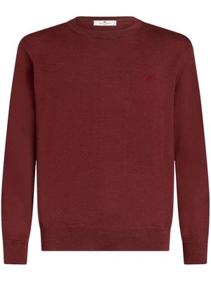 ETRO Pegaso-embroidered wool jumper - Brown
