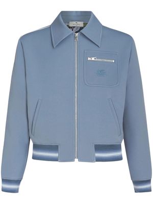ETRO Pegaso-embroidered zip-up jacket - Blue